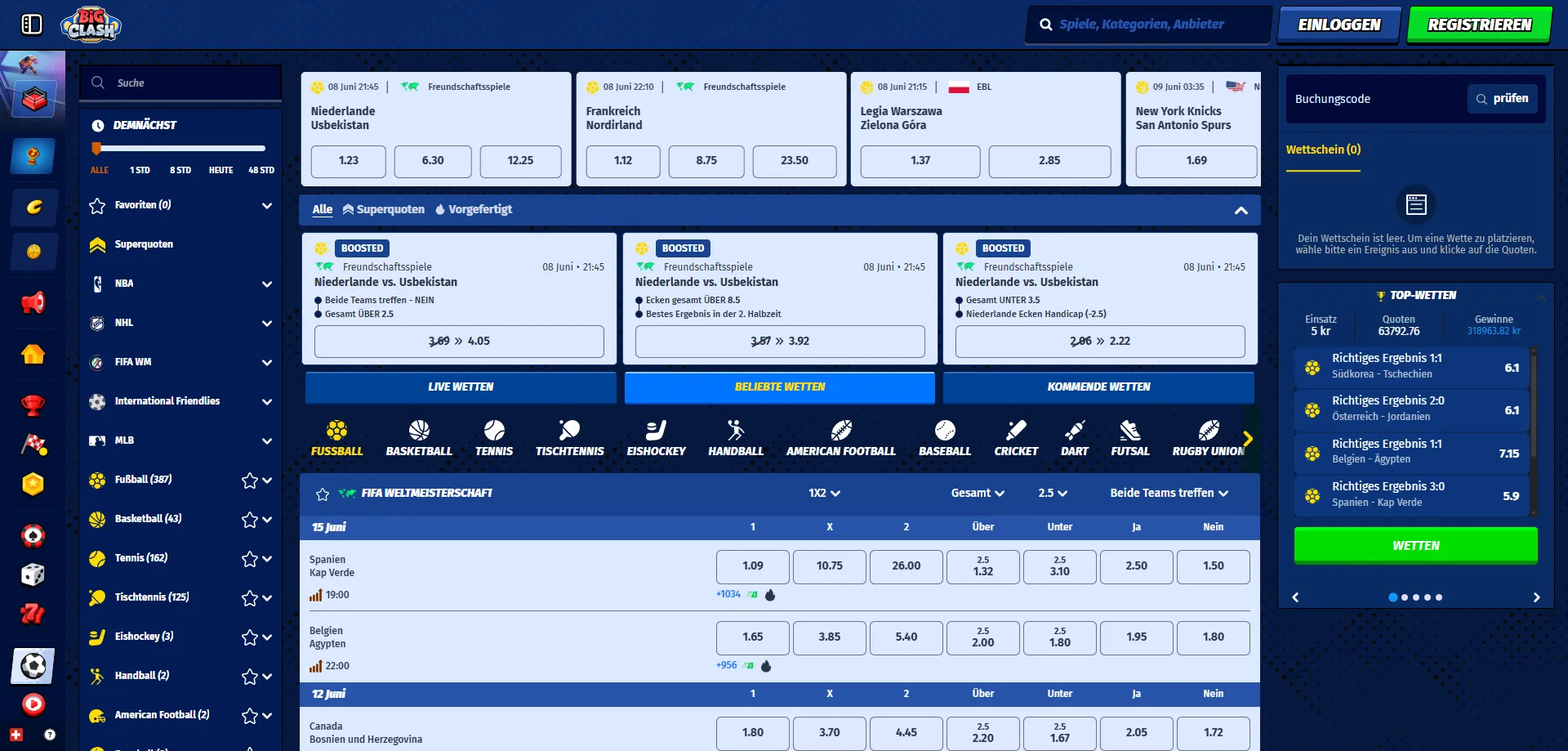 BigClash Casino Sportwetten – Live-Wetten und Sportangebote in Österreich