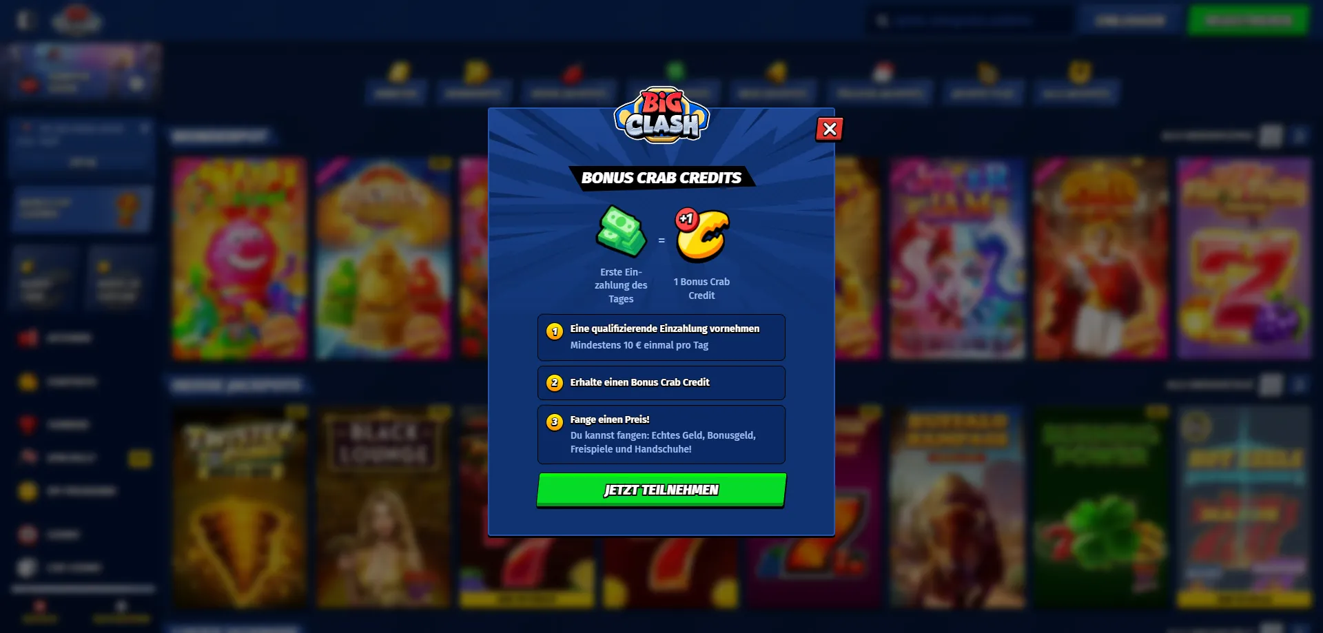 BigClash Casino Willkommensbonus – 100% bis €500 plus 200 Freispiele